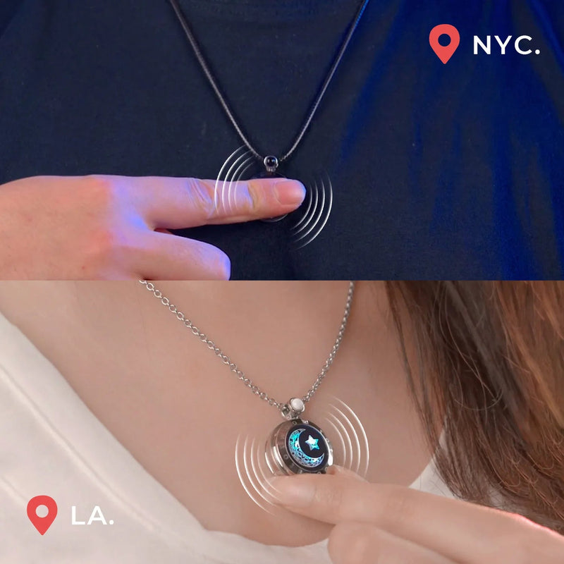 Totwoo Couple Touch Necklaces with Natural Agate for long distance relationship gifts Kaiz Boutique