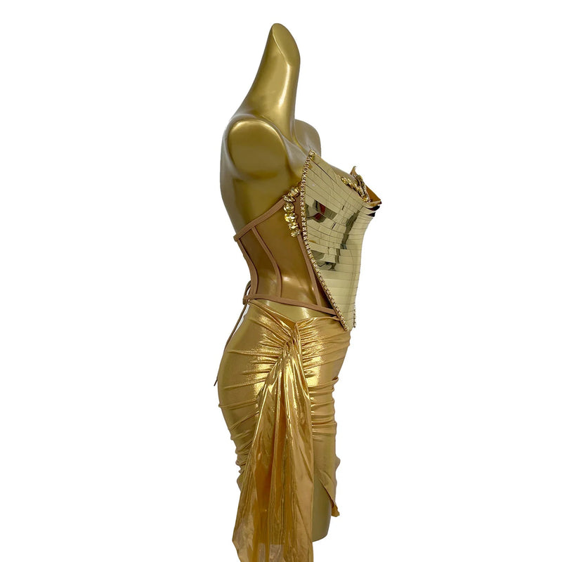 Gold Sparkle Two-Piece Dress – Party & Performance Perfect Kaiz Boutique