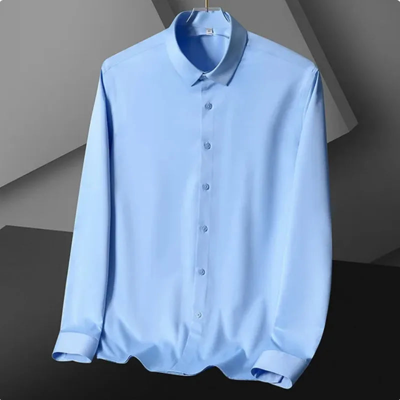 New Stretch Anti-Wrinkle Cotton Men's Shirts Short Sleeve Dress Shirts For Men Slim Fit comfort Social Business Blouse Gray 5XL Kaiz Boutique