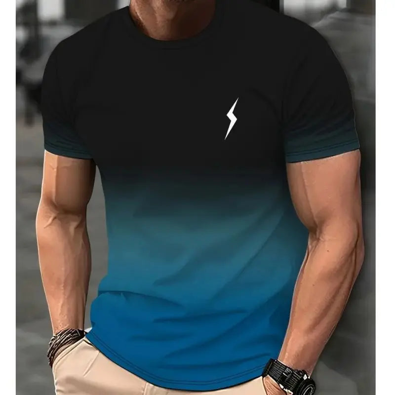Men's Clothing Short sleeve Top Gradient Color Digital Print T-shirt Kaiz Boutique