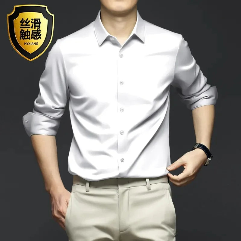 New Stretch Anti-Wrinkle Cotton Men's Shirts Short Sleeve Dress Shirts For Men Slim Fit comfort Social Business Blouse Gray 5XL Kaiz Boutique