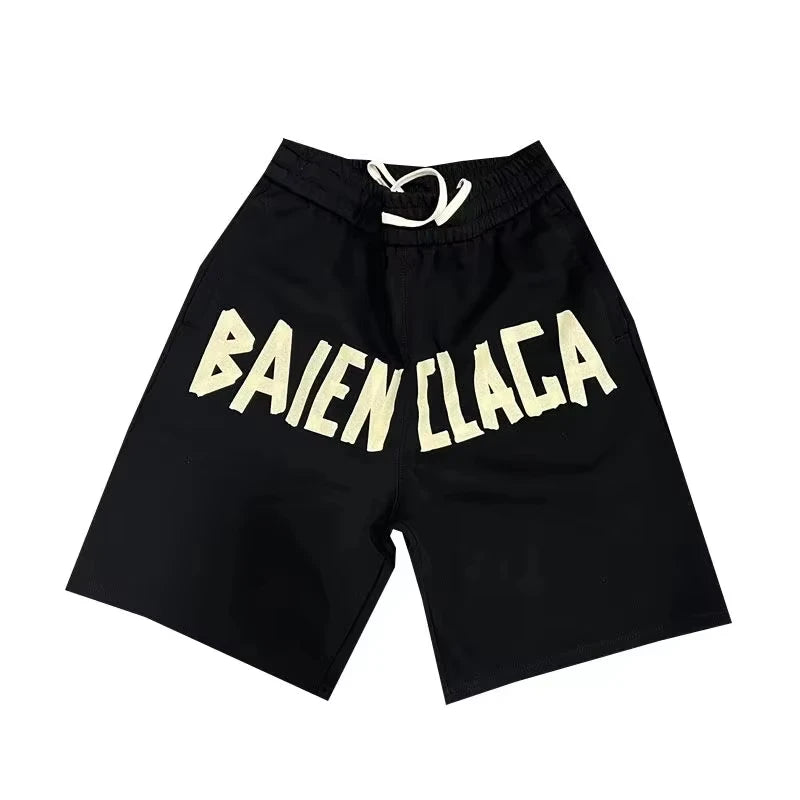 Summer American Fashion Brand High Street Letter Print Casual Shorts For Men Trendy Drawstring Quick-Drying Loose Men's Shorts Kaiz Boutique