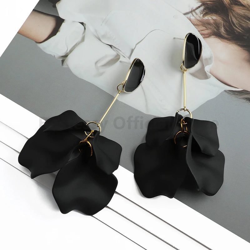 Acrylic Flower Petal Design Big Dangle Earrings - Kaiz Boutique