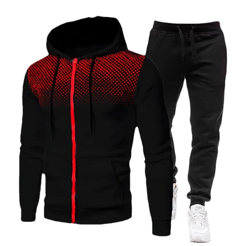 2023 Autumn and Winter New European and American Solid Color Fleece Sweater Pants Men's Casual Zipper Sports Hat Set Kaiz Boutique