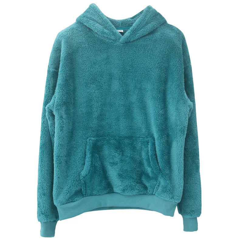 Autumn Winter New Fashion Hoodies Long Sleeve Solid Lamb Wool Sweatshirts Men's Clothing Casual Loose Pockets Korean Trend Tops Kaiz Boutique
