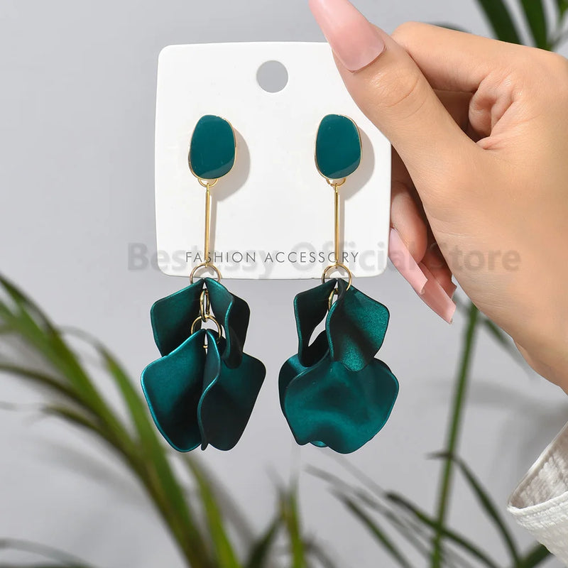 Acrylic Flower Petal Design Big Dangle Earrings - Kaiz Boutique
