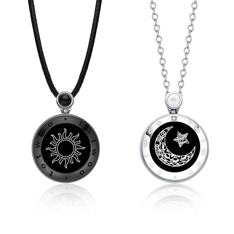 Totwoo Couple Touch Necklaces with Natural Agate for long distance relationship gifts Kaiz Boutique