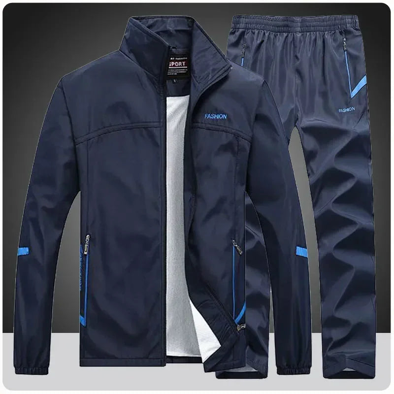 Casual Men's Tracksuit Spring Autumn Sportswear Two Pieces Sets Jackets + SweatPants Joggers Male Zipper Sweatshirt Suit Outfit Kaiz Boutique