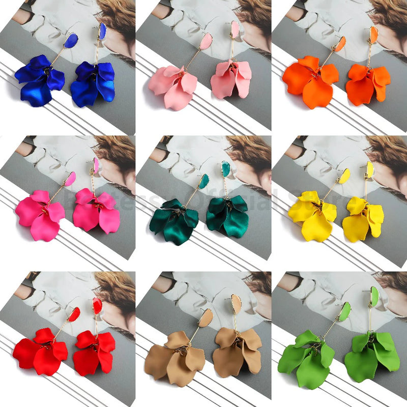 Acrylic Flower Petal Design Big Dangle Earrings - Kaiz Boutique