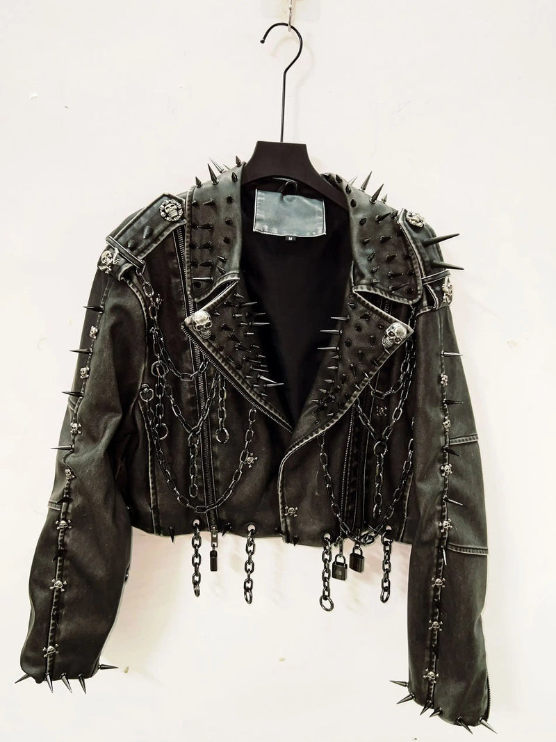 Leather vintage  Jacket Skull Jacket gothic Leather vintage Jacket harajuku  Jacket gothic clothes y2k clothes gothic Jacket Kaiz Boutique