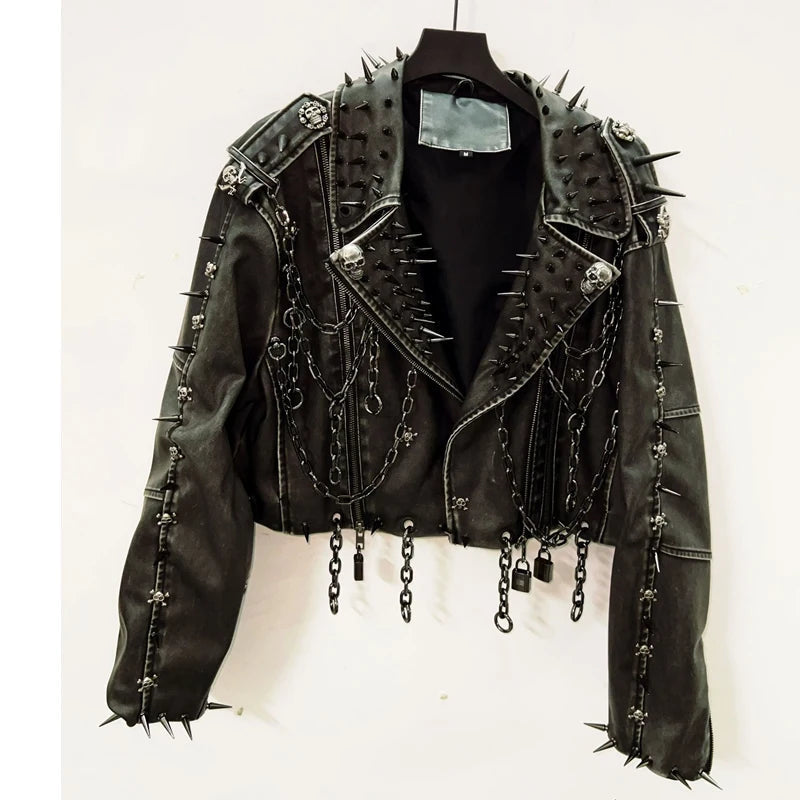 Leather vintage  Jacket Skull Jacket gothic Leather vintage Jacket harajuku  Jacket gothic clothes y2k clothes gothic Jacket Kaiz Boutique