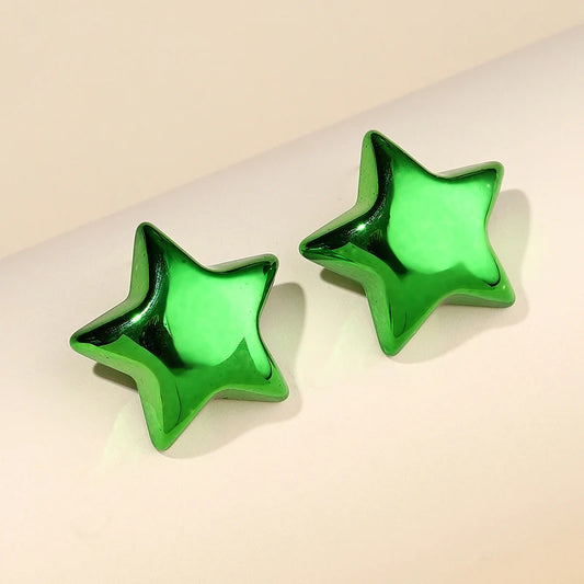 Green Star Earrings – Colorful, Elegant & Party-Ready.