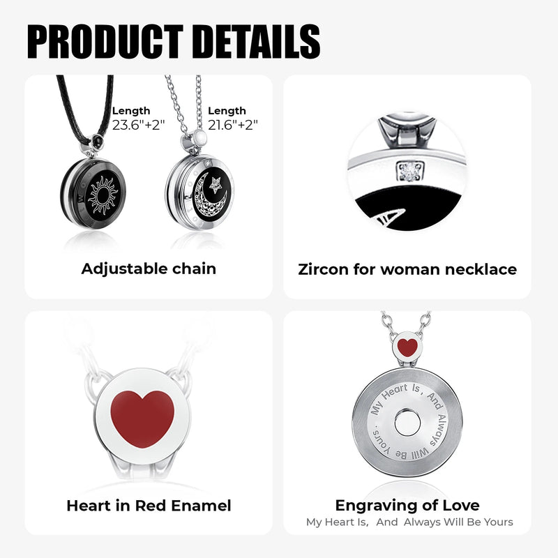 Totwoo Couple Touch Necklaces with Natural Agate for long distance relationship gifts Kaiz Boutique