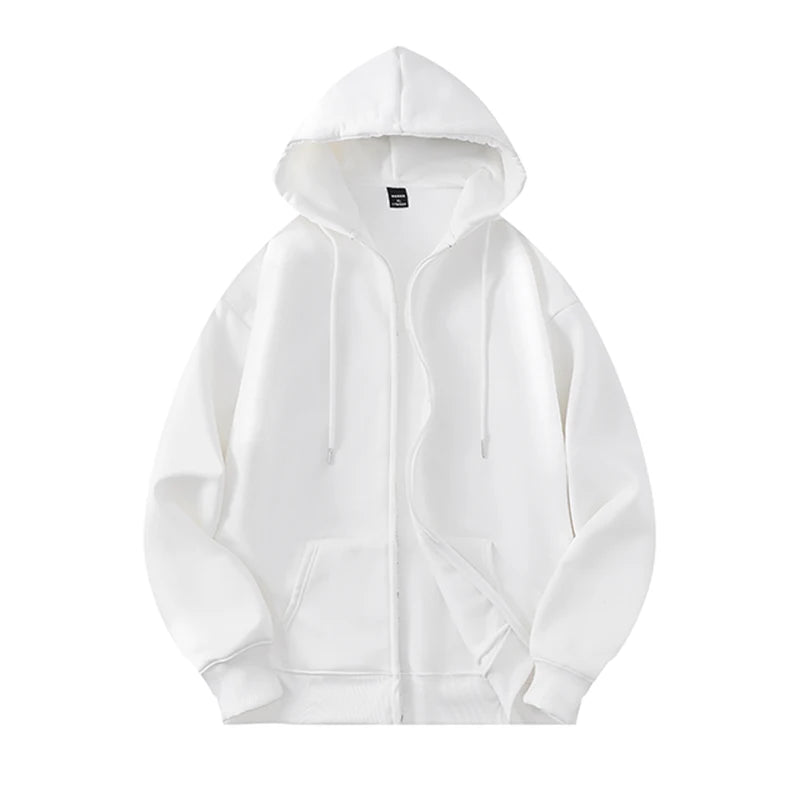 Basic Solid Hooded Sweatshirt Jackets Zip Up Hoodie Loose Fit Unisex Outwear Sports Casual Hoodies Kaiz Boutique