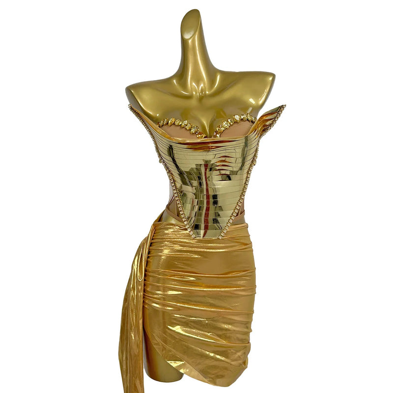 Gold Sparkle Two-Piece Dress – Party & Performance Perfect Kaiz Boutique