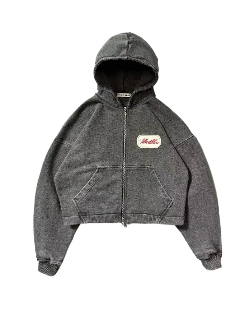 American Fashion Hip Hop Letter Embroidered Zipper Hoodie Men Street Y2K New Casual Loose Fleece Padded Sweatshirt Unisex Hoodie Kaiz Boutique