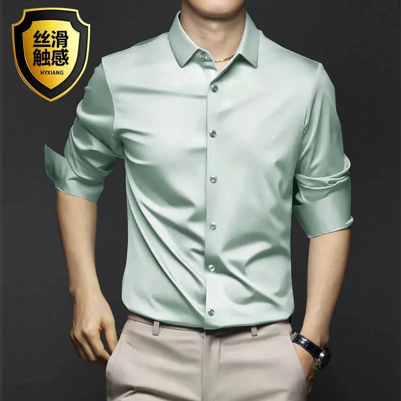 New Stretch Anti-Wrinkle Cotton Men's Shirts Short Sleeve Dress Shirts For Men Slim Fit comfort Social Business Blouse Gray 5XL Kaiz Boutique