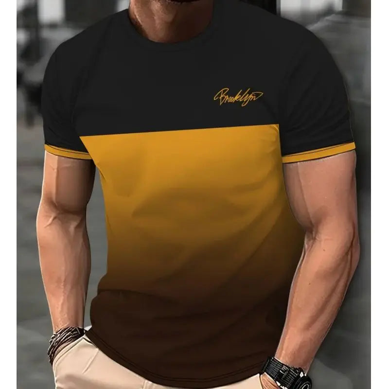 Men's Clothing Short sleeve Top Gradient Color Digital Print T-shirt Kaiz Boutique