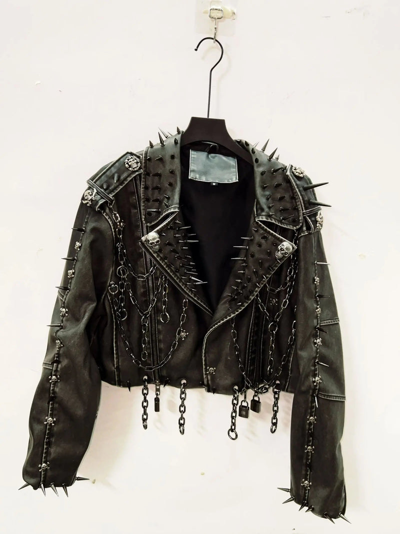 Leather vintage  Jacket Skull Jacket gothic Leather vintage Jacket harajuku  Jacket gothic clothes y2k clothes gothic Jacket Kaiz Boutique