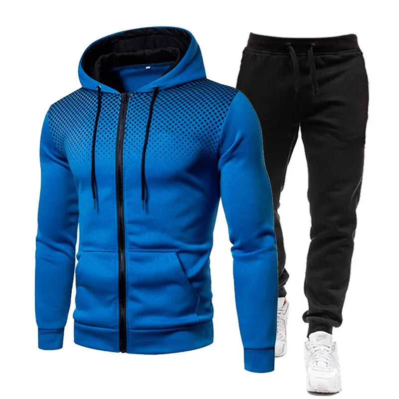 2023 Autumn and Winter New European and American Solid Color Fleece Sweater Pants Men's Casual Zipper Sports Hat Set Kaiz Boutique