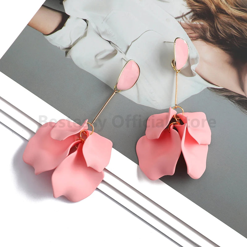 Acrylic Flower Petal Design Big Dangle Earrings - Kaiz Boutique